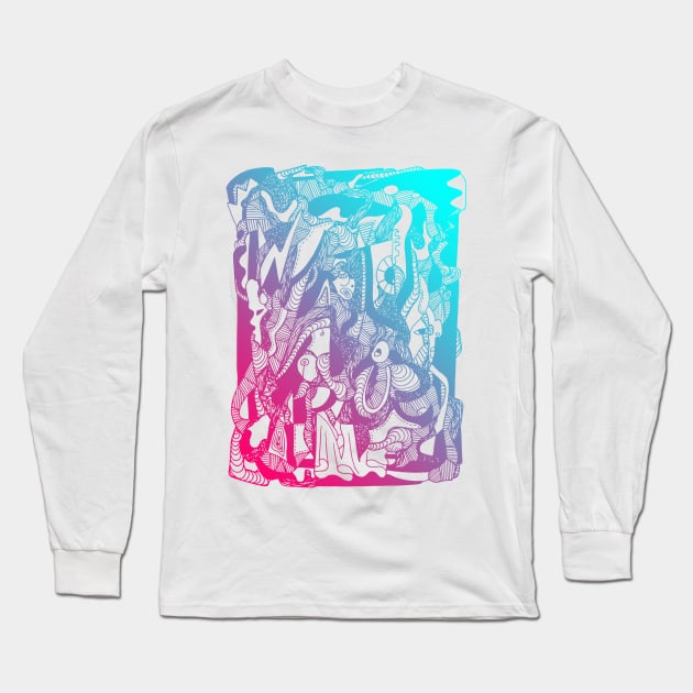 Dual Color Abstract Wave of Thoughts No 4 Long Sleeve T-Shirt by kenallouis